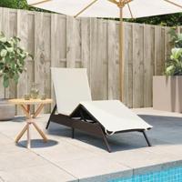 Ligbed met kussen poly rattan bruin - thumbnail