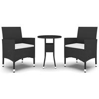 3-delige Tuinset poly rattan zwart - thumbnail