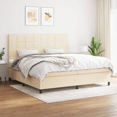 Boxspring met matras stof crèmekleurig 200x200 cm