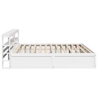 Bedframe met hoofdbord massief grenenhout wit 180x200 cm - thumbnail