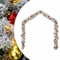 VidaXL Kerstslinger met kerstballen en led-verlichting 20 m pvc groen - thumbnail