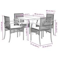 5-delige Tuinset met kussens poly rattan zwart - thumbnail