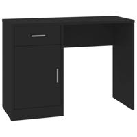 Bureau met kast en lade 100x40x73 cm bewerkt hout zwart - thumbnail