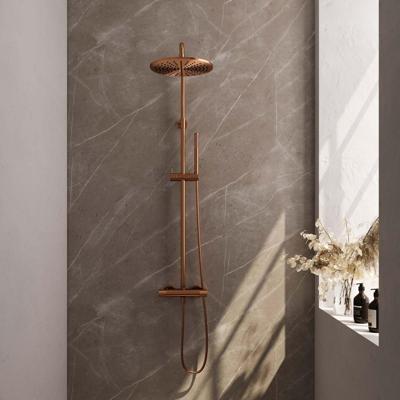 Brauer Copper Carving Opbouw Thermostatische Regendoucheset - Hoofddouche 30 cm - Staafhanddouche - Doucheslang - Koper Geborsteld Pvd
