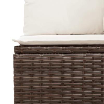 6-delige Loungeset met kussens poly rattan bruin - thumbnail