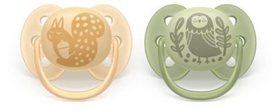 Set van 2 PHILIPS AVENT ultra soft lolly 6-18 maanden forest friends groen, bedrukt
