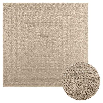 VidaXL Vloerkleed zizur beige binnen en buiten 200x200 cm jute look VidaXL Vloerkleed zizur beige binnen en buiten 200x200 cm jute look