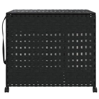 Wasmand op wielen 66x35x60 cm rattan zwart Wasmand op wielen 66x35x60 cm rattan zwart