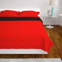 Dubbelzijdige quilt bedsprei rood en zwart 220x240 cm - thumbnail