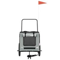 VidaXL Hondenfietstrailer oxford stof en ijzer zwart en grijs - thumbnail