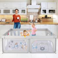 Babybox 206 x 147 cm Opvouwbaar Box met 50 Ballen 2 Deuren Zijvak Ademend Net en Ritssluiting Box voor Zuigelingen en Peuters - thumbnail