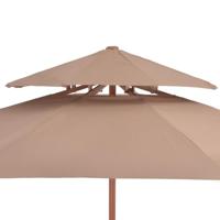 Xl Dubbeldekker parasol met houten paal 270 cm taupe - thumbnail