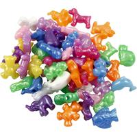Creativ Company Figuur kralen, afm 25 mm, gatgrootte 4 mm, ca. 220 stuk, parelmoer kleuren, 700 ml/ 1 doosje - thumbnail