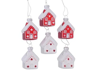 Boltze Home Kersthanger huisje nellas glas 5xh7,5cm