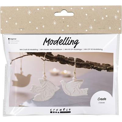Creativ Company Mini hobbyset boetseren, duiven, off white, 1 doos Creativ Company Mini hobbyset boetseren, duiven, off white, 1 doos