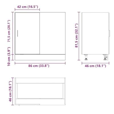 Spoelbakonderkast bewerkt hout bruin eikenkleurigig