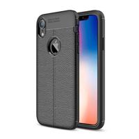 Litchi textuur TPU Case voor iPhone X / XS (zwart) - thumbnail