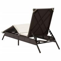 Ligbed met kussen poly rattan bruin - thumbnail