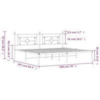 Bedframe met hoofdbord metaal wit 193x203 cm - thumbnail