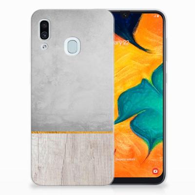 Samsung Galaxy A30 Bumper Hoesje Wood Concrete Samsung Galaxy A30 Bumper Hoesje Wood Concrete