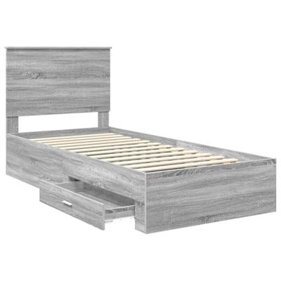 Bedframe met hoofdeinde Grijs Sonoma 90 x 190 cm Bewerkt hout