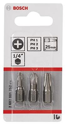 Bosch Accessories 2607001752 Kruis-bit PH 1, PH 2, PH 3 Extra hard C 6.3 3 stuk(s)