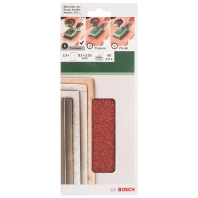Bosch Accessories 2609256B08 Oscillerend schuurpapier Ongeperforeerd Korrelgrootte (num) 40 (l x b) 230 mm x 93 mm 10 stuk(s)