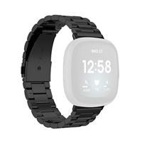 Fitbit Versa 3/4 & Sense 1/2 metalen schakelbandje - Zwart - thumbnail