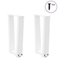 Eettafelpoten 2 st V-vormig 38x(42-43,3) cm staal wit - thumbnail