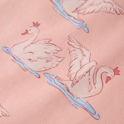 Kinderpyjama met lange mouwen zwanenprint 128 lichtroze - thumbnail