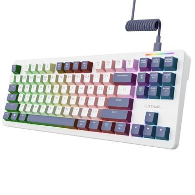 Trust gxt 872 xyra mechanisch tkl-gamingtoetsenbord, gaming toetsenbord (wit, us lay-out, leobog seiya, 80% (tkl), rgb, hot swap)