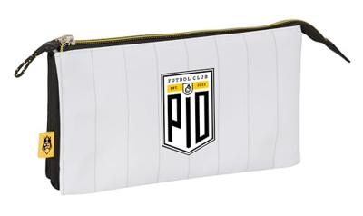 Pennenetui met 3 vakken Kings League PÍo Wit Zwart 22 x 12 x 3 cm