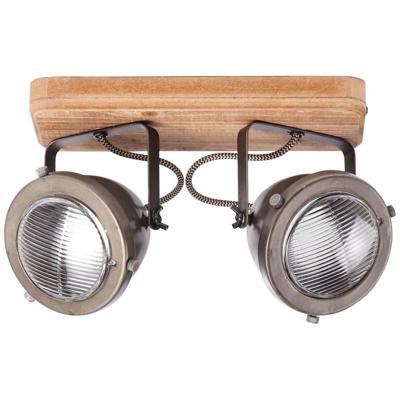Brilliant Carmen Wood 72029/84 Plafondspot LED GU10 50 W Hout, RVS (geborsteld)