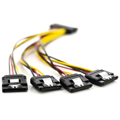 deleyCON 0,15m S-ATA Voedingsadapter Y-Adapter - 1x SATA-Bus naar 4x SATA-Stekker - Interne HDD SSD SATA Voedingskabel - Voorziet tot 4 Apparaten van Stroom - Y SATA-Voedingskabel