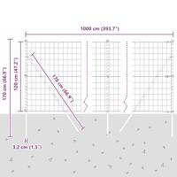 VidaXL Hek met paal groen 1,2 x 10 m staal en pvc - thumbnail