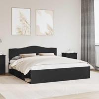 Bedframe met hoofdeinde Zwart 180 x 200 cm Massief grenenhout - thumbnail