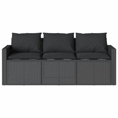 Tuinbank 3-zits met kussens poly rattan zwart Tuinbank 3-zits met kussens poly rattan zwart