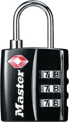 Hangslot Masterlock 3-cijfer combinatie TSA zwart 30mm