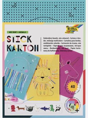 Karton om op te borduren MIX COLORÉ - FOLIA dieren, 40 vellen meerkleurig