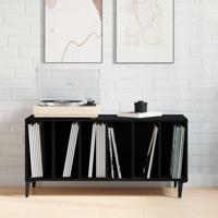 Platenkast met plank Zwart eiken 100 x 38 x 48 cm Bewerkt hout - thumbnail