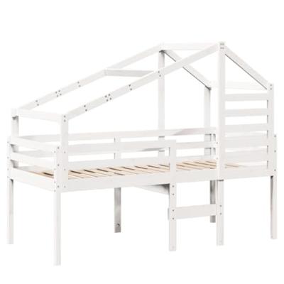 Hoogslaper met bedhuis 75x190 cm massief grenenhout wit