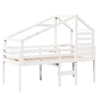 Hoogslaper met bedhuis 75x190 cm massief grenenhout wit - thumbnail