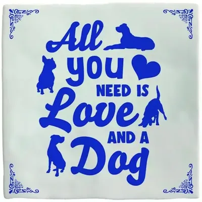 Plenty Gifts tegeltje keramiek dog 10x10cm blauw, wit Plenty Gifts tegeltje keramiek dog 10x10cm blauw, wit