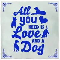 Plenty Gifts tegeltje keramiek dog 10x10cm blauw, wit - thumbnail