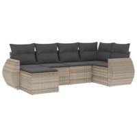6-delige Loungeset met kussens poly rattan lichtgrijs - thumbnail
