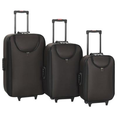 vidaXL Zachte trolleys 3 st oxford stof bruin vidaXL Zachte trolleys 3 st oxford stof bruin