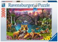 Puzzel 3000 p - Tijgers in de lagune - thumbnail