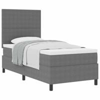 Boxspringbed Lichtgrijs en wit. 90 x 190 cm Katoen Stof - thumbnail