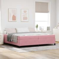 Bedframe met matras Roze en wit 200 x 200 cm Fluweel - thumbnail