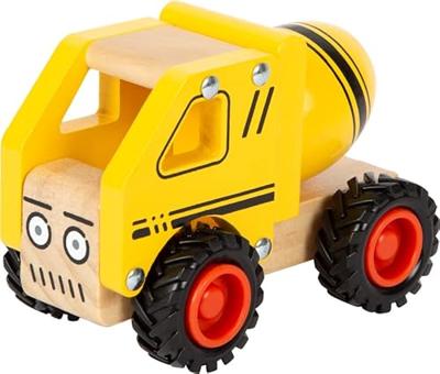 Small Foot houten cementvrachtwagen geel - thumbnail